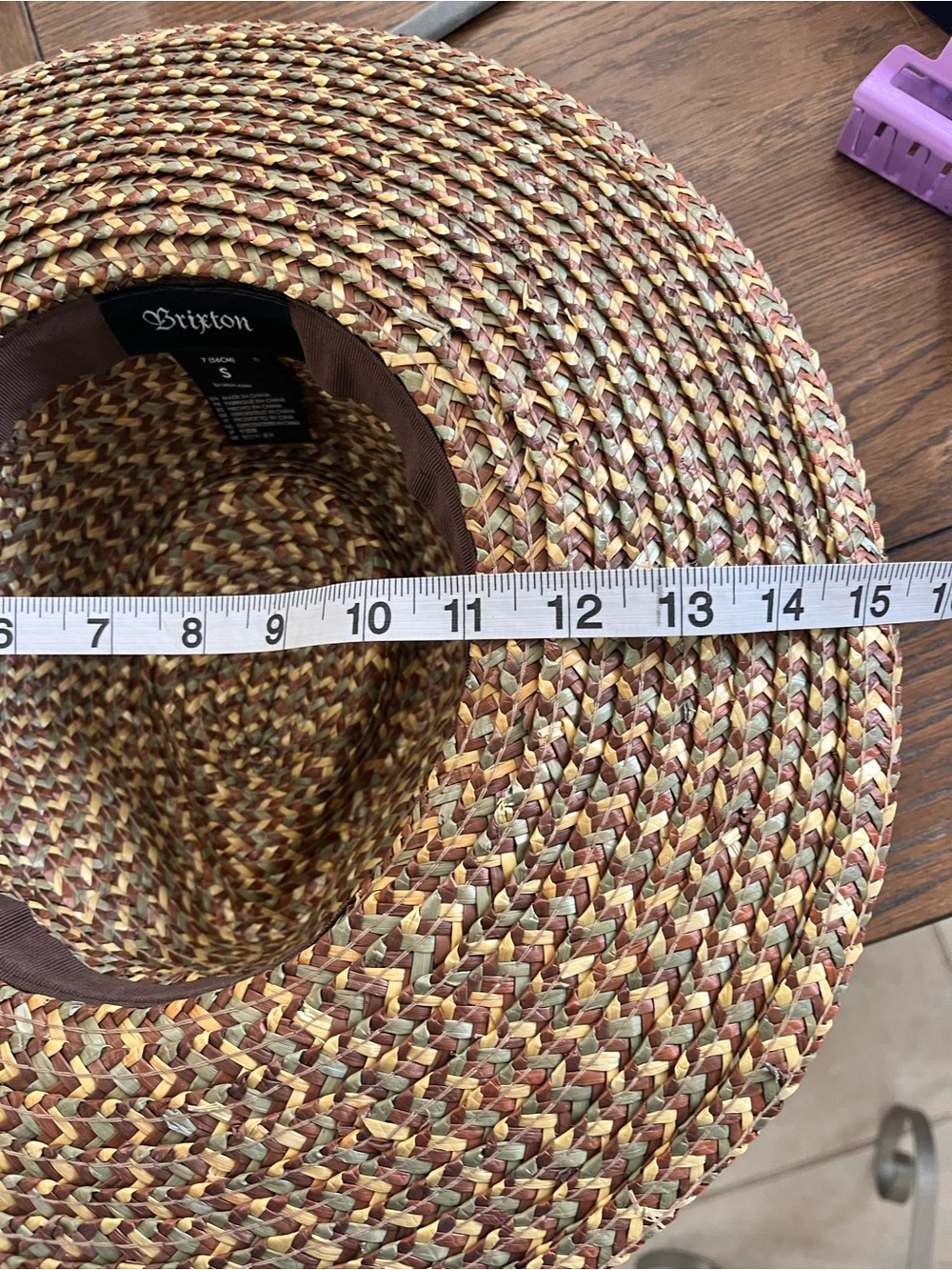 Brixton Multicolor Braided Straw Sun Hat with Olive Band Women’s S Beach Resort - Picture 6 of 6